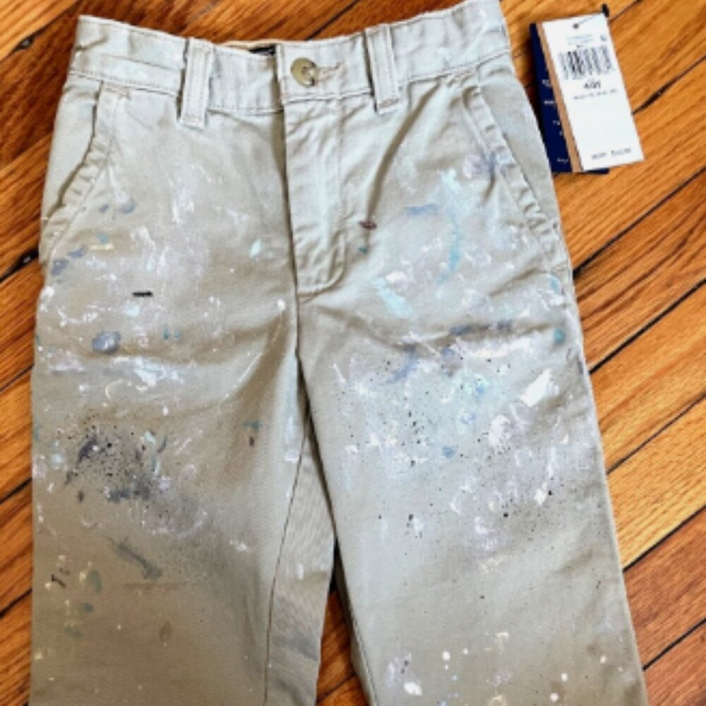 Ralph Lauren Paint Splatter Chino Pants Boys Size 4T/4 nwt